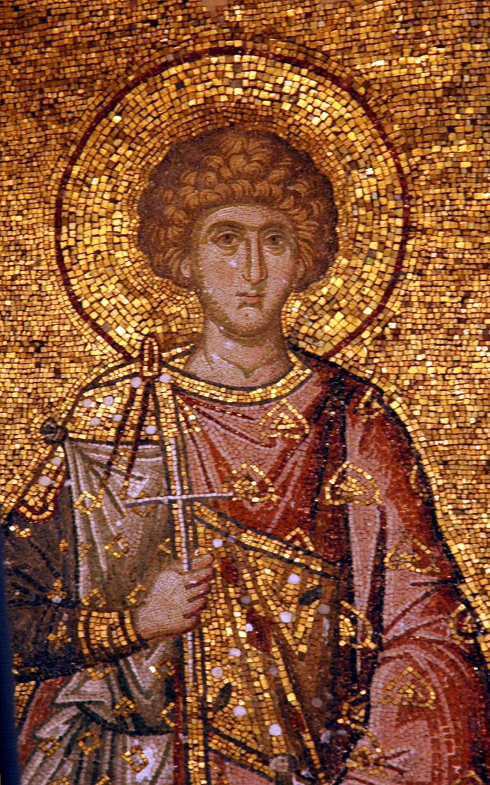 Мозаика. Св. вмч. Георгий Победоносец. XIV век. Византия. Монастырь Хора в Константинополе. Стамбул, Турция