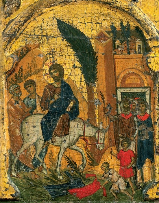 Икона. Вход Господень в Иерусалим. XIV в. Монастырь Ватопед. Афон, Греция