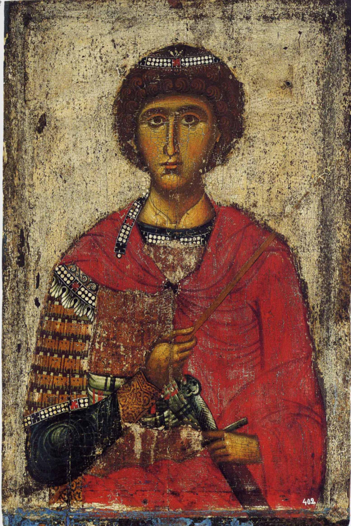 Икона. Св. вмч. Георгий Победоносец. XIII в. Монастырь Великая Лавра, Афон. Греция