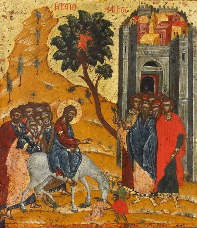 Икона. Вход Господень в Иерусалим. XVII в. Крит. Частное собрание