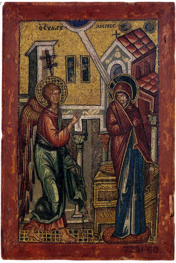 Икона - мозаика. Благовещение. XIV в. Греция. Музей Виктории и Альберта. Лондон. Англия