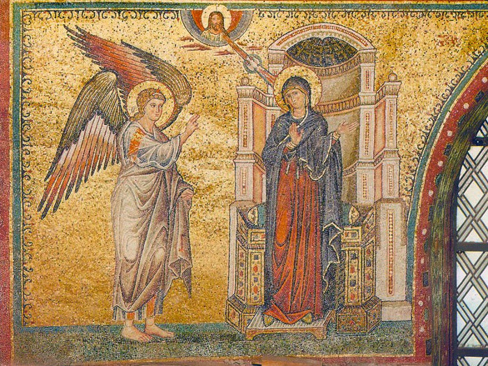 Мозаика. Благовещение. 1295 г. XIII в. Храм Санта Мария Маджоре. Рим, Италия