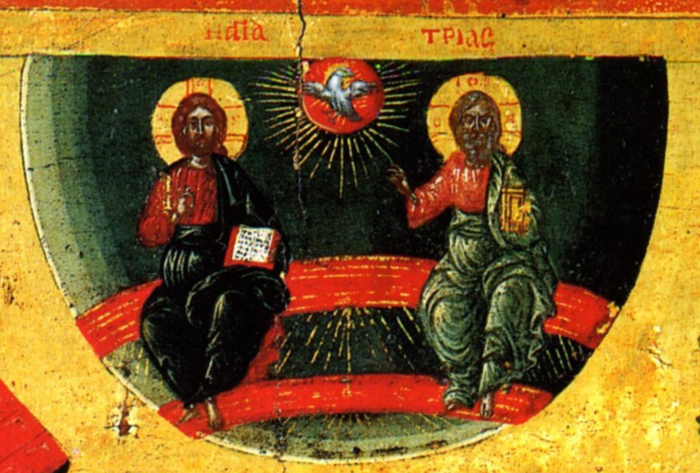 Пресвятая Троица. Фрагмент иконы Успение Пресвятой Богородицы. XVIII в. Греция