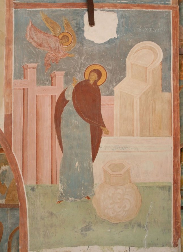 Фреска. Благовещение у кладезя (колодца). 1502 г. XVI в. Мастер Дионисий. Ферапонтов монастырь