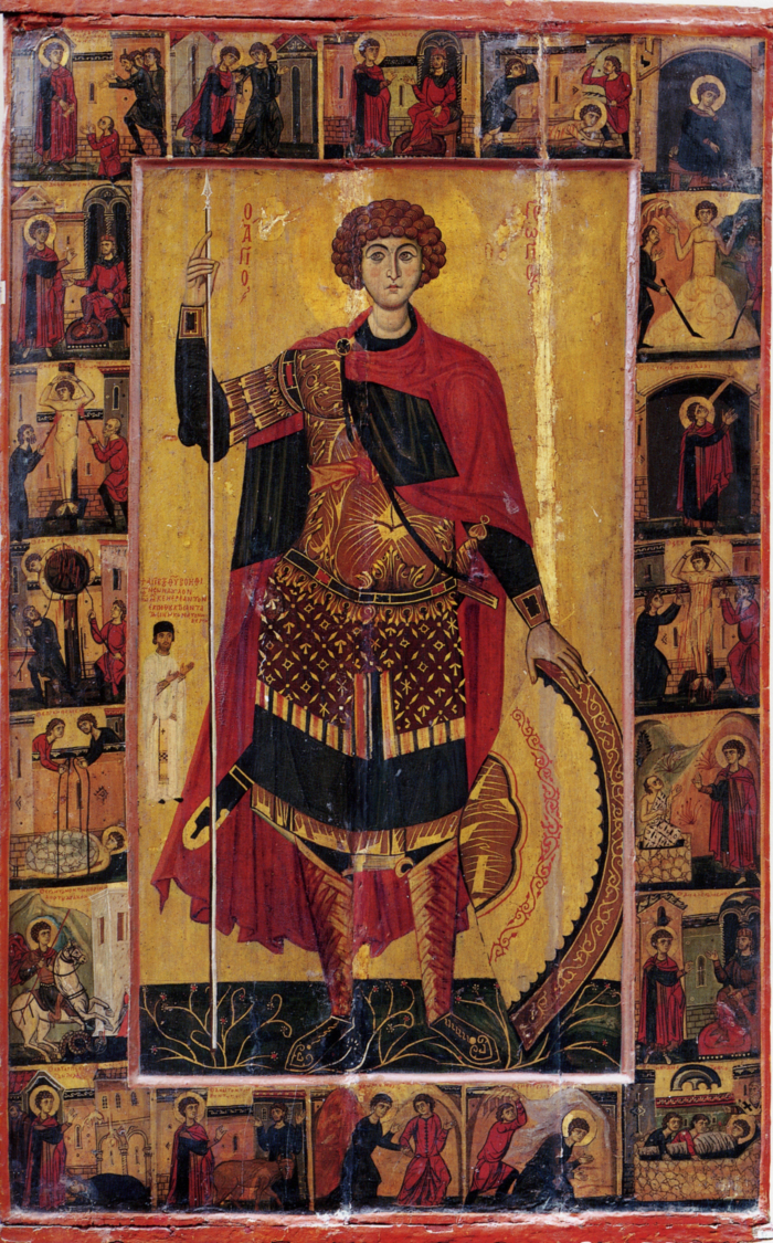 Икона. Св. вмч. Георгий Победоносец, с Житием. Начало XIII в. Монастырь св. Екатерины, Синай. Египет