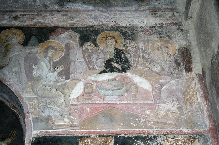 Гостеприимство Авраамово. Церковь Богородицы в Каране 1340 - 42 гг.