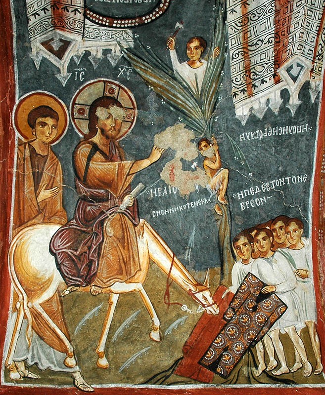 Фреска. Вход Господень в Иерусалим. XI в. Пещерная церковь, Каппадокия
