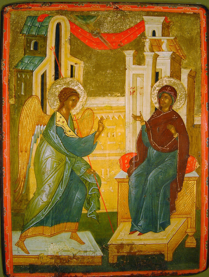 Икона. Благовещение. Середина XV в. Троице-Сергиева Лавра. Музей