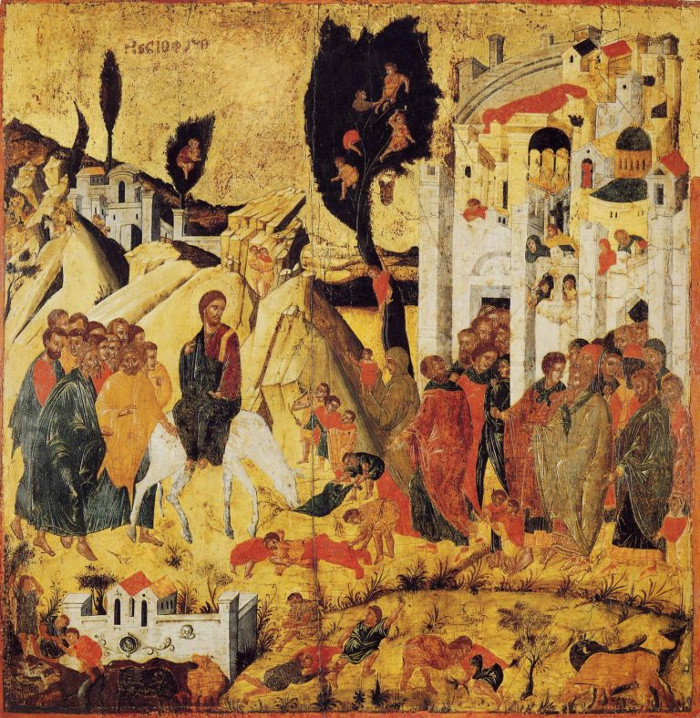Икона. Вход Господень в Иерусалим. XV в. Греция