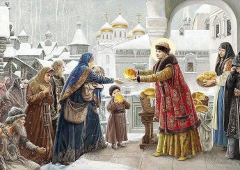 Святая Иулиания Лазаревская раздает хлеб