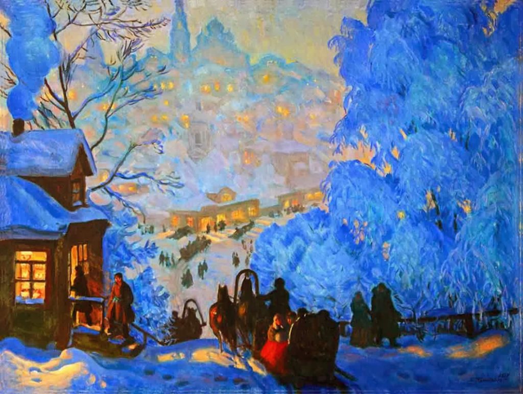 Картина Кустодиев Зима