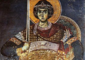 Фреска.Св.вмч.Георгий Победоносец.XIV век.Византия.Карея.Протат