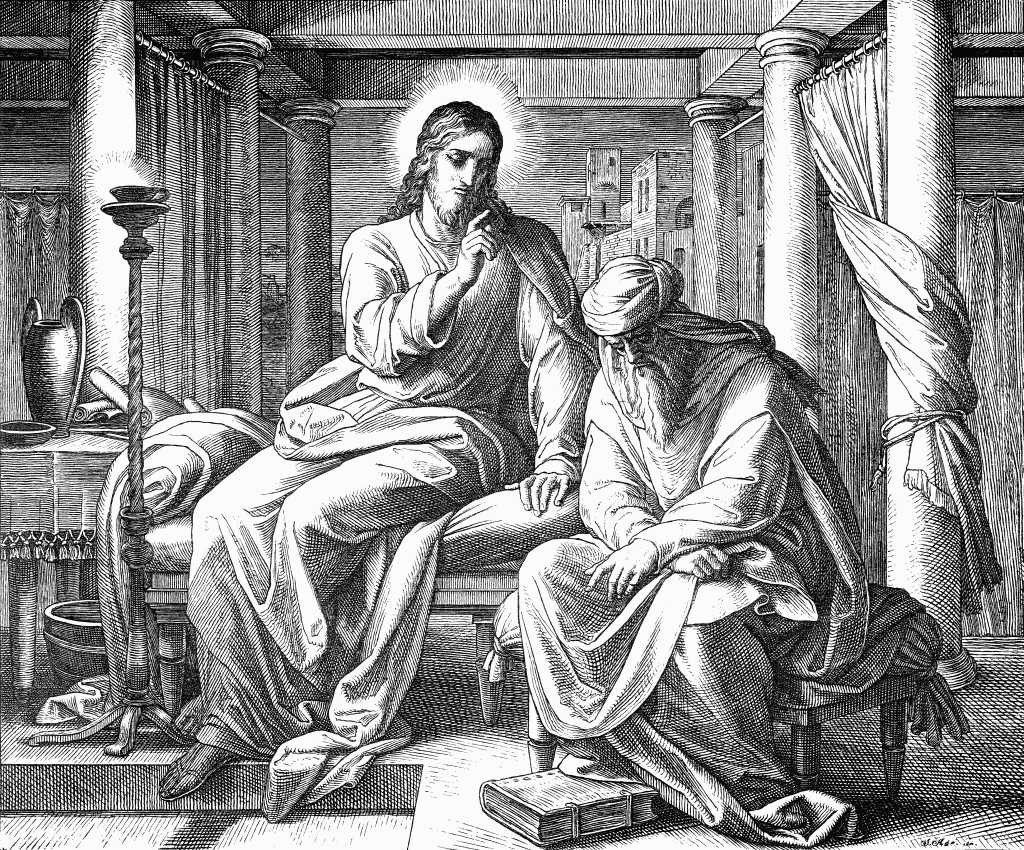 Гравюра Христос и Никодим
