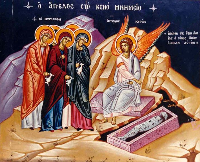 Фреска Жены Мироносицы у Гроба Господня