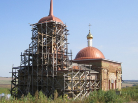 Восстановление разрушенных колонн в Вознесенском храме