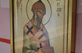 Икона свт. Спиридона Тримифунтского, освященная на мощах святителя, на острове Корфу (Греция)